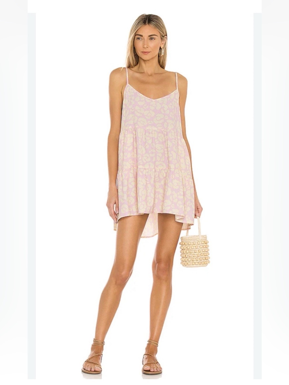 Show Me Your Mumu Caroline Mini Sundress Lemonade Cheetah Pink Yellow Pockets XS - Picture 1 of 11